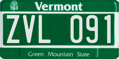VT license plate ZVL091