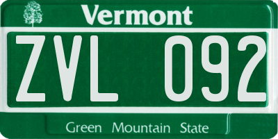 VT license plate ZVL092