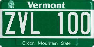 VT license plate ZVL100