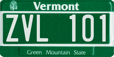 VT license plate ZVL101