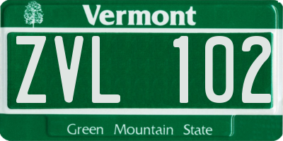 VT license plate ZVL102