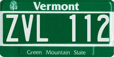 VT license plate ZVL112