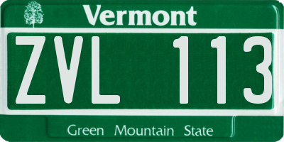 VT license plate ZVL113