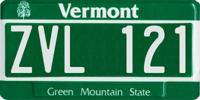 VT license plate ZVL121