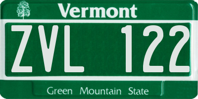 VT license plate ZVL122