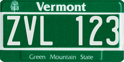 VT license plate ZVL123