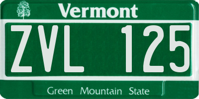 VT license plate ZVL125