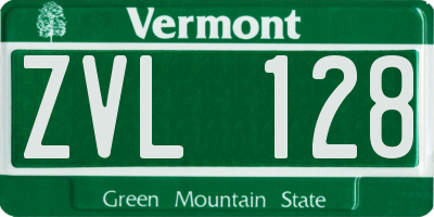 VT license plate ZVL128