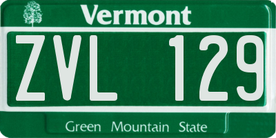 VT license plate ZVL129
