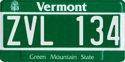 VT license plate ZVL134