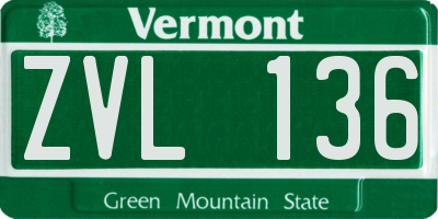 VT license plate ZVL136