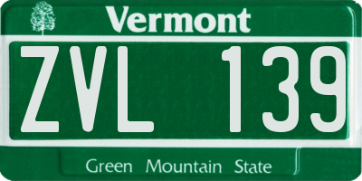 VT license plate ZVL139