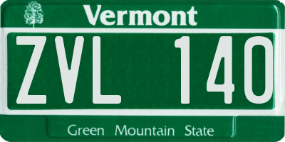 VT license plate ZVL140