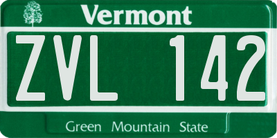 VT license plate ZVL142