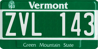 VT license plate ZVL143