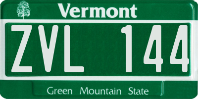 VT license plate ZVL144