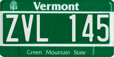 VT license plate ZVL145