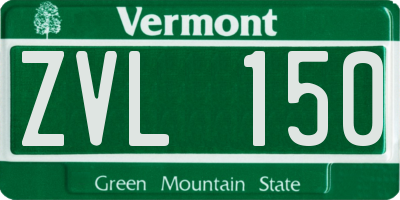 VT license plate ZVL150
