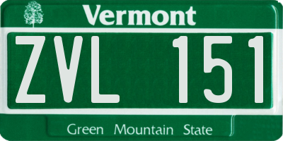 VT license plate ZVL151