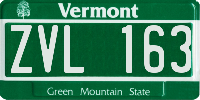 VT license plate ZVL163