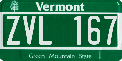 VT license plate ZVL167