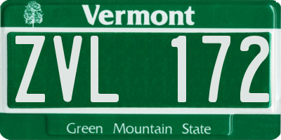 VT license plate ZVL172