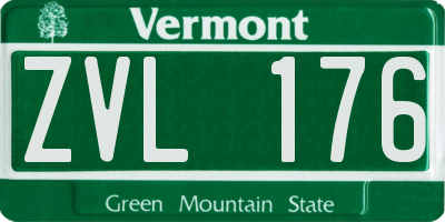 VT license plate ZVL176