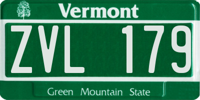 VT license plate ZVL179