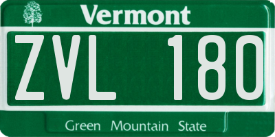 VT license plate ZVL180