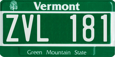 VT license plate ZVL181
