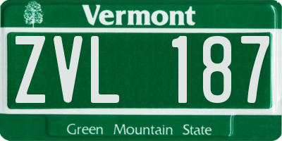VT license plate ZVL187