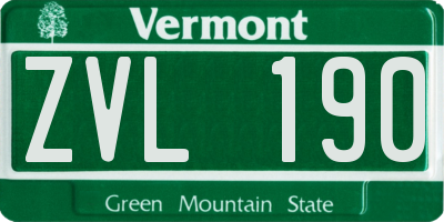 VT license plate ZVL190