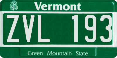 VT license plate ZVL193