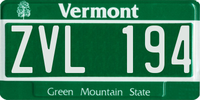 VT license plate ZVL194
