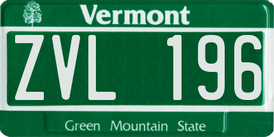 VT license plate ZVL196