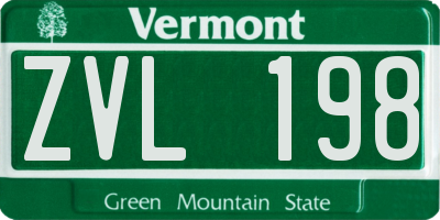 VT license plate ZVL198