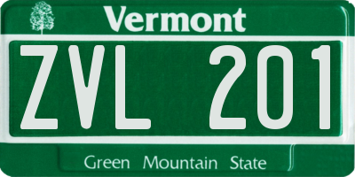 VT license plate ZVL201