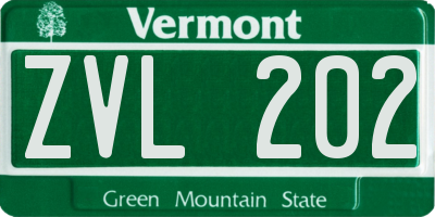 VT license plate ZVL202