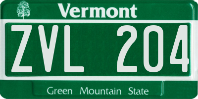 VT license plate ZVL204