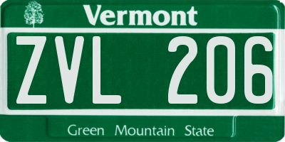 VT license plate ZVL206