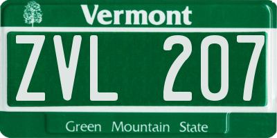 VT license plate ZVL207