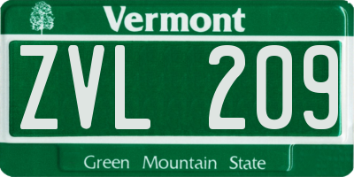 VT license plate ZVL209