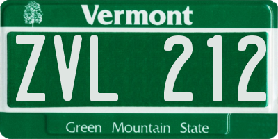 VT license plate ZVL212