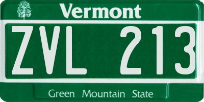 VT license plate ZVL213
