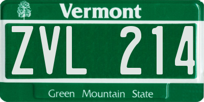 VT license plate ZVL214