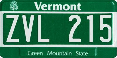 VT license plate ZVL215