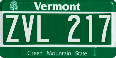 VT license plate ZVL217