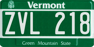 VT license plate ZVL218