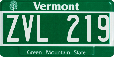 VT license plate ZVL219
