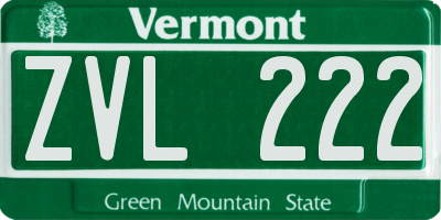 VT license plate ZVL222